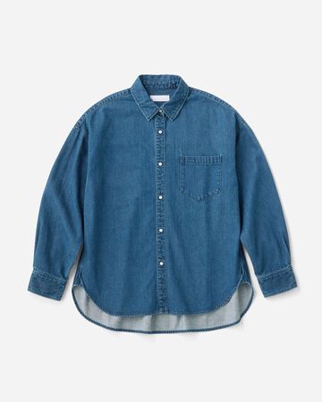 WOMEN | Light Denim Shirt 7oz,MEDIUM INDIGO, large image number 4