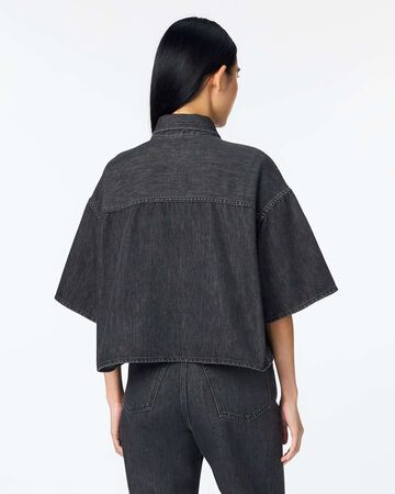WOMEN | Light Denim SS Shirt 9oz Washed Black,BLACK, large image number 2
