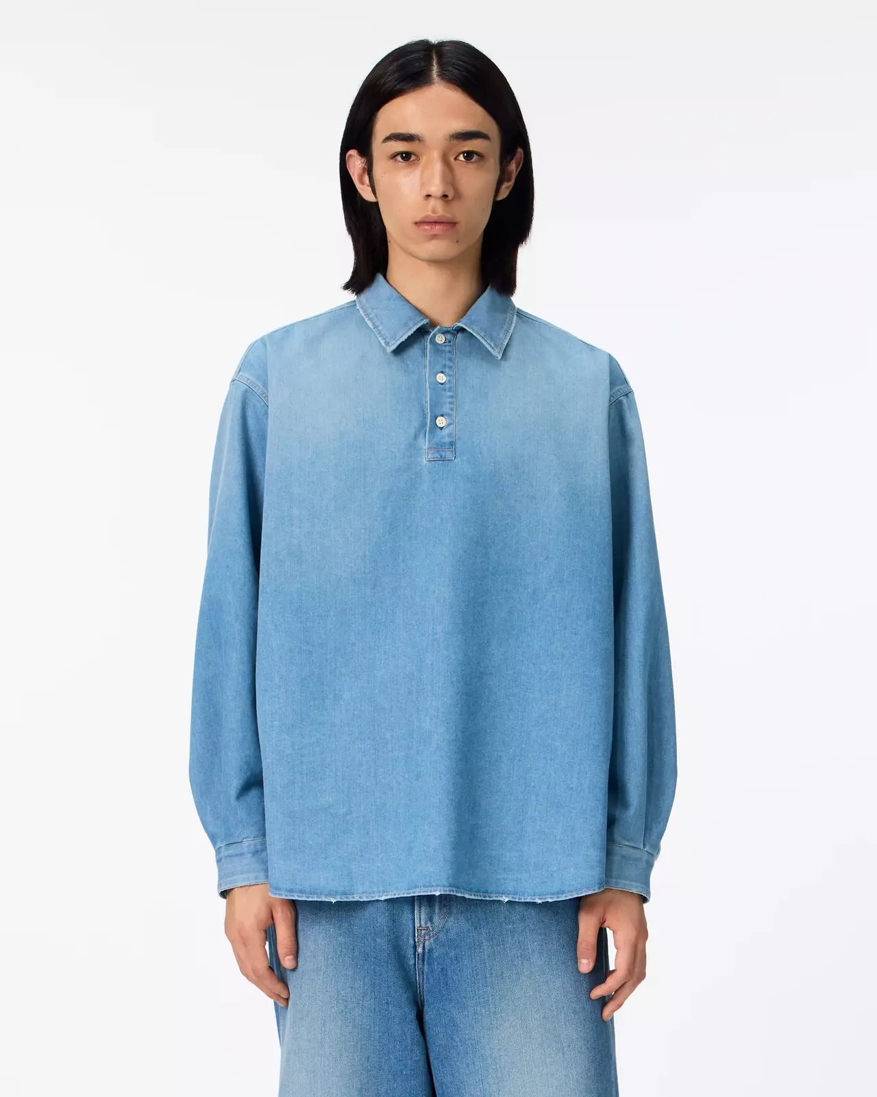 MEN | Light Denim Pullover Shirt 7oz Medium Indigo,MEDIUM INDIGO, large image number 5