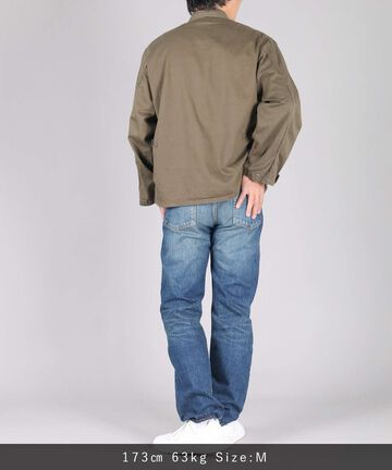 Sulphur Dyed Loose Satin Fatigue Jacket,OLIVE, large image number 5