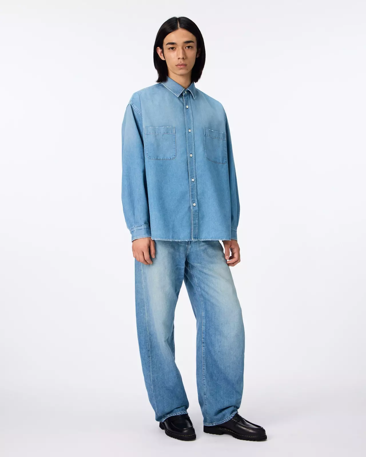 MEN | Light Denim Relax Shirt 7oz Medium Indigo,MEDIUM INDIGO, large image number 5