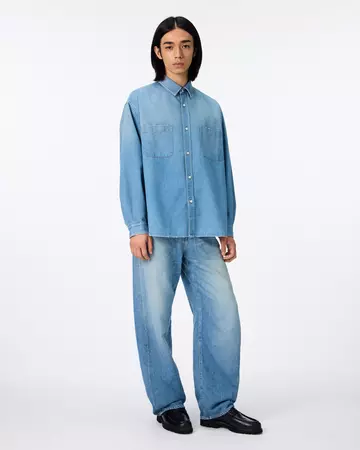 MEN | Light Denim Relax Shirt 7oz Medium Indigo,MEDIUM INDIGO, large image number 5
