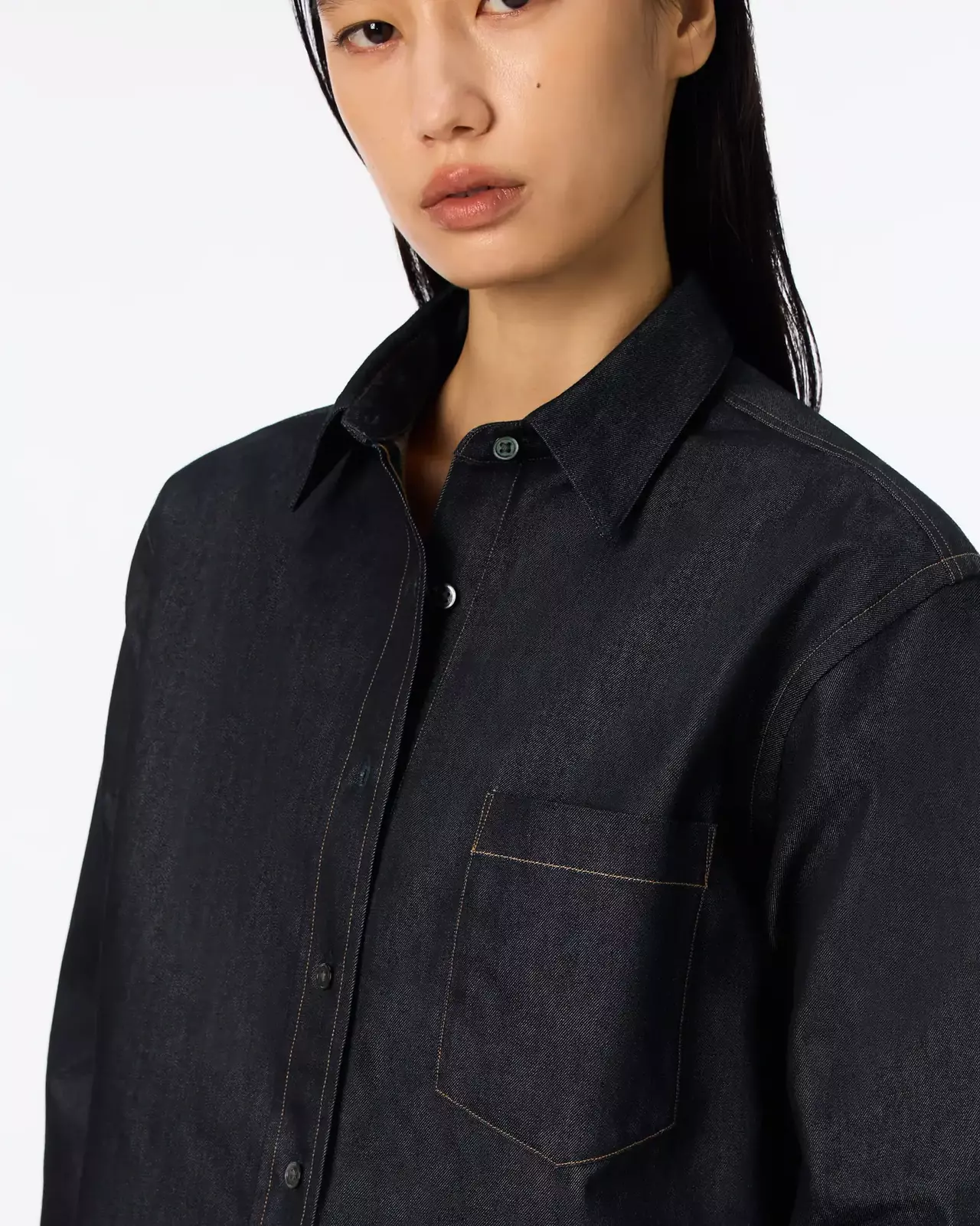 WOMEN | Light Denim Relax Shirt 7oz Rigid,RIGID, large image number 3
