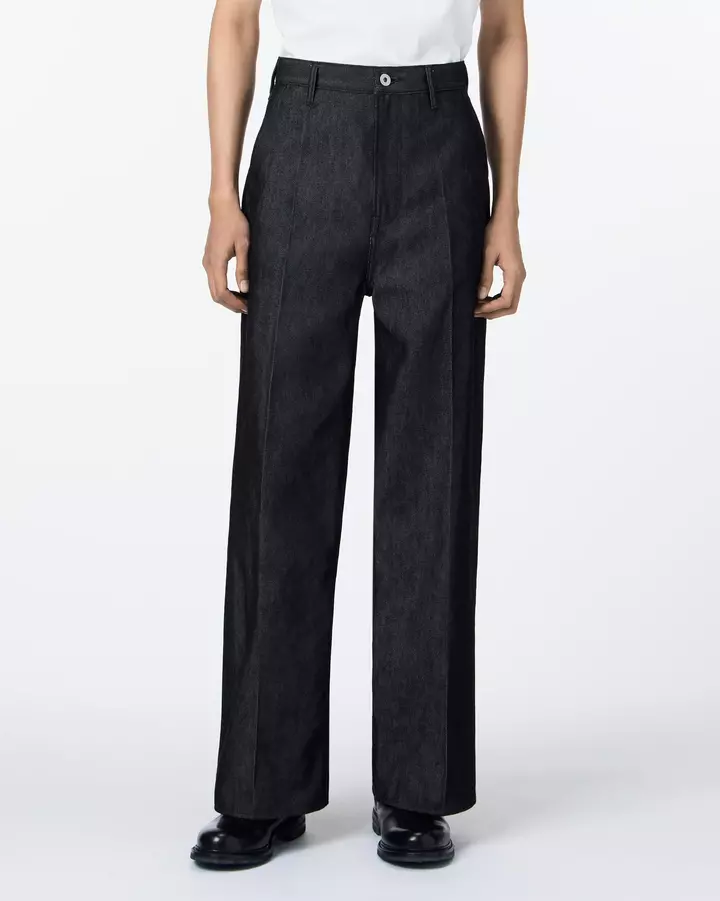 MEN | Light Wide Press Trousers 9oz Black,, medium