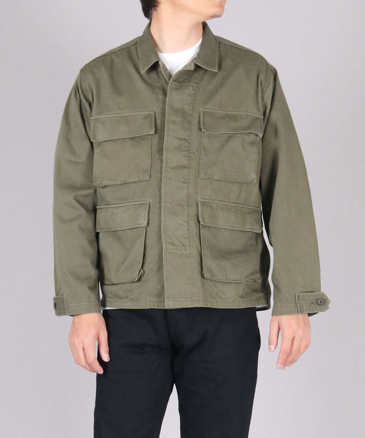 Sulphur Dyed Loose Satin Fatigue Jacket,OLIVE, large image number 15