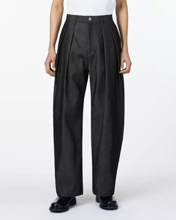MEN | Light Two Tuck Loose Trousers 9oz Black,BLACK, large image number 0