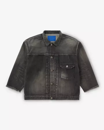 WOMEN | Cutoff Denim Jacket 11oz Washed Black,BLACK, large image number 4