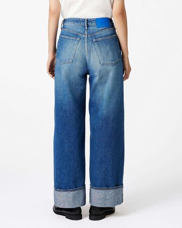 WOMEN | Selvedge Wide Straight Jeans 12oz Medium Indigo,MEDIUM INDIGO, large image number 2