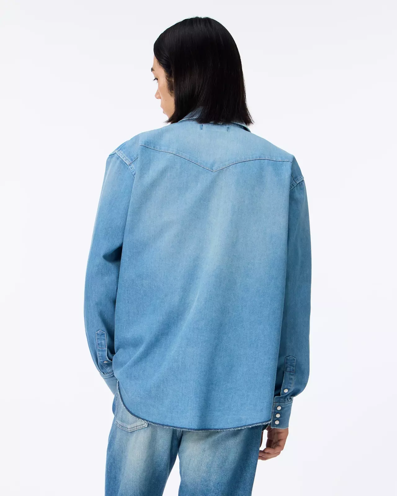 MEN | Light Denim Western Shirt 7oz Medium Indigo,MEDIUM INDIGO, large image number 2