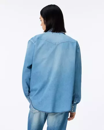 MEN | Light Denim Western Shirt 7oz Medium Indigo,MEDIUM INDIGO, large image number 2