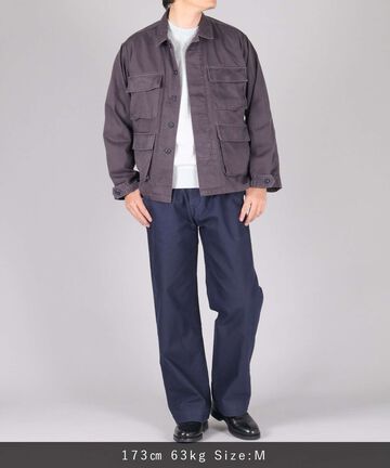 Sulphur Dyed Loose Satin Fatigue Jacket,OLIVE, large image number 12