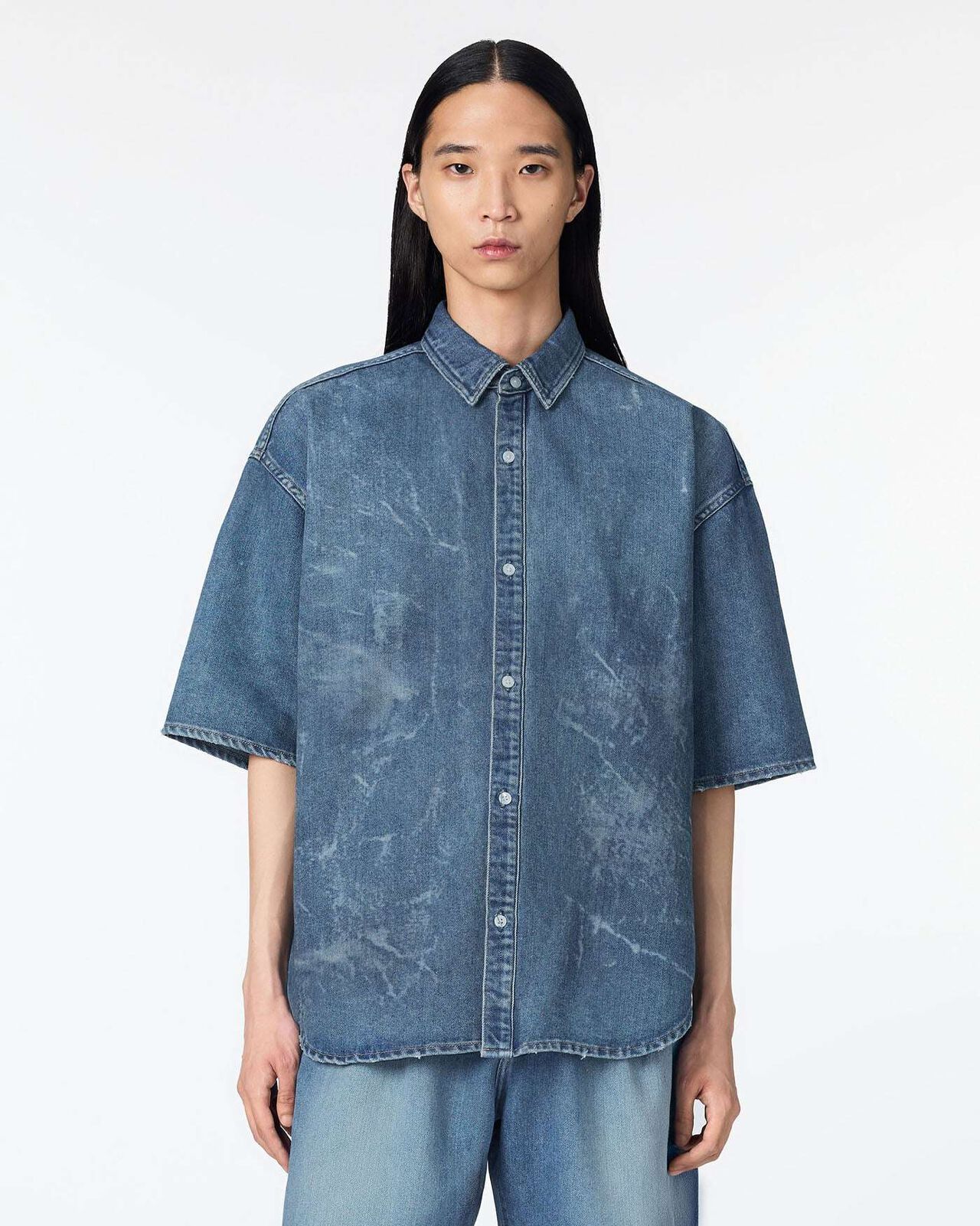 MEN | Light Oversized S/S Shirt 9oz Medium Indigo,MEDIUM INDIGO, large image number 0