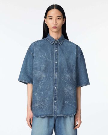 MEN | Light Oversized S/S Shirt 9oz Medium Indigo,MEDIUM INDIGO, large image number 0
