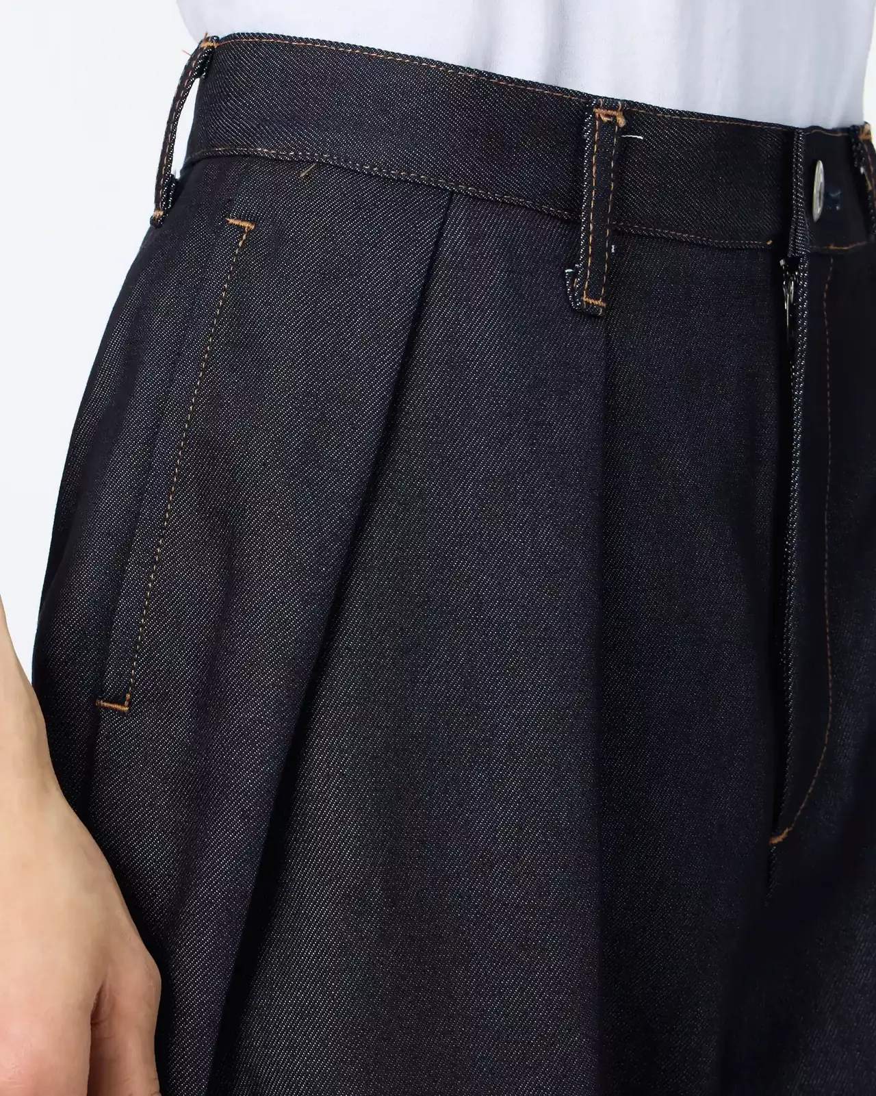 MEN | Light Two Tuck Loose Trousers 9oz Rigid,RIGID, large image number 3