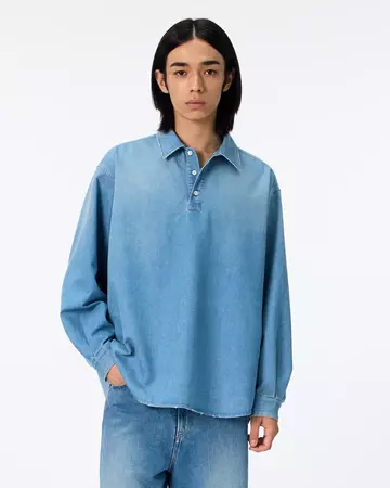 MEN | Light Denim Pullover Shirt 7oz Medium Indigo,MEDIUM INDIGO, large image number 0