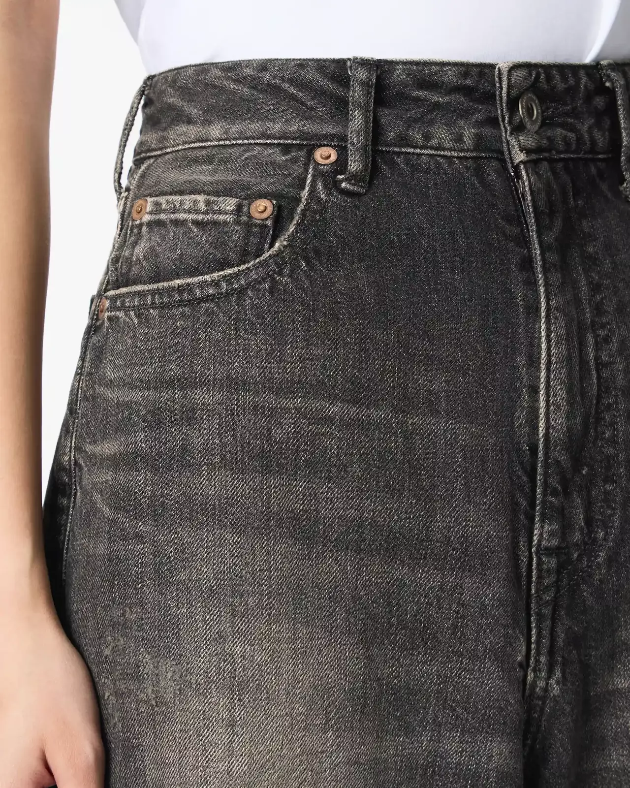 WOMEN | Damage Loose Jeans 11oz Washed Black,BLACK, large image number 3