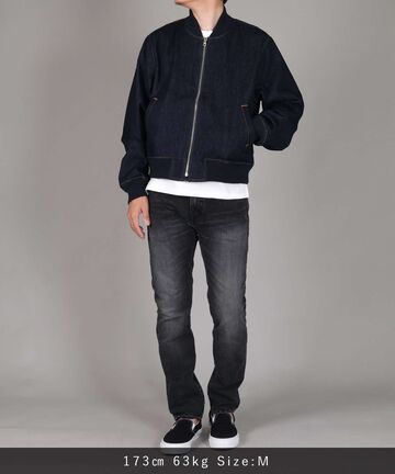 11.5oz Denim Bomber Jacket,INDIGO, large image number 13