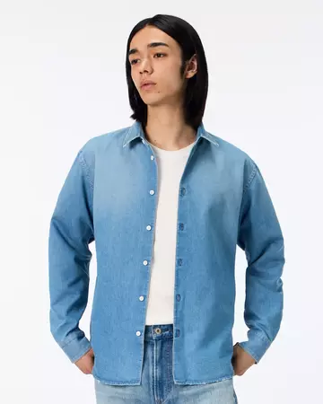 MEN | Light Denim Regular Shirt 7oz Medium Indigo,MEDIUM INDIGO, large image number 0