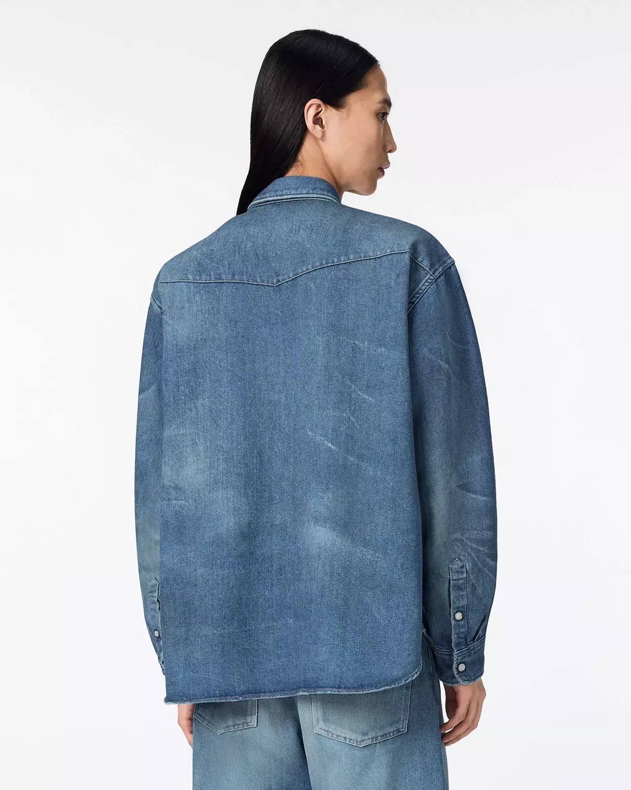 MEN | Light Relax Fit L/S Western Shirt 9oz Medium Indigo,MEDIUM INDIGO, large image number 2