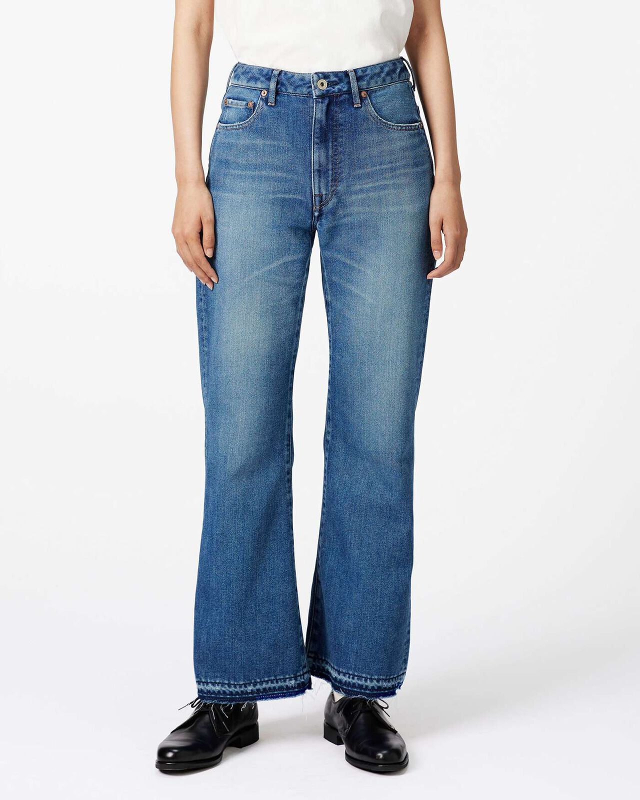 WOMEN | Light Flare Jeans 9oz Medium Indigo,MEDIUM INDIGO, large image number 0