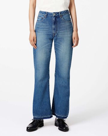 WOMEN | Light Flare Jeans 9oz Medium Indigo,MEDIUM INDIGO, large image number 0