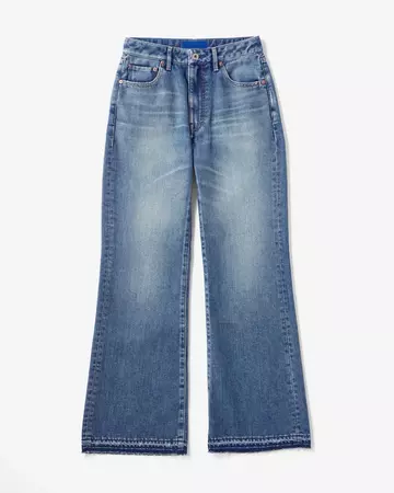 WOMEN | Light Flare Jeans 9oz Medium Indigo,MEDIUM INDIGO, large image number 4