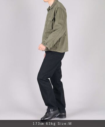 Sulphur Dyed Loose Satin Fatigue Jacket,OLIVE, large image number 19
