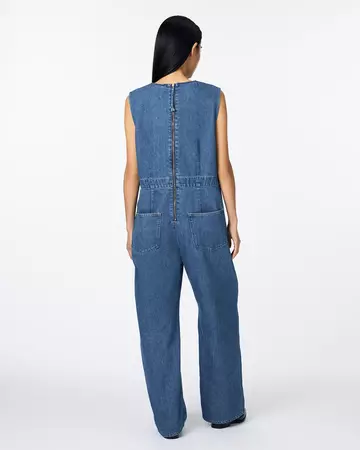 WOMEN | Light Denim Overalls 9oz Medium Indigo,MEDIUM INDIGO, large image number 2