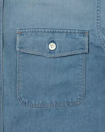 WOMEN | Light Denim Work Shirt 7oz Medium Indigo,MEDIUM INDIGO, large image number 8