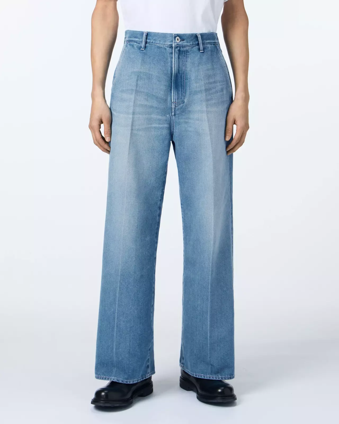 MEN | Light Wide Press Trousers 9oz Medium Indigo,MEDIUM INDIGO, large image number 0
