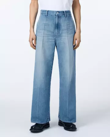 MEN | Light Wide Press Trousers 9oz Medium Indigo,MEDIUM INDIGO, large image number 0