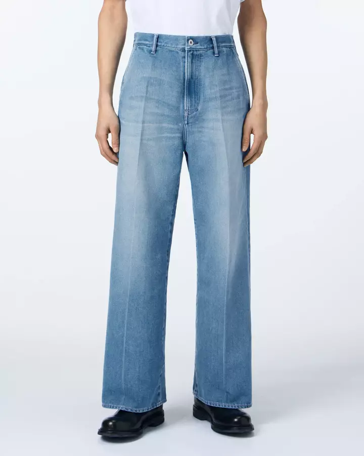 MEN | Light Wide Press Trousers 9oz Medium Indigo,, medium