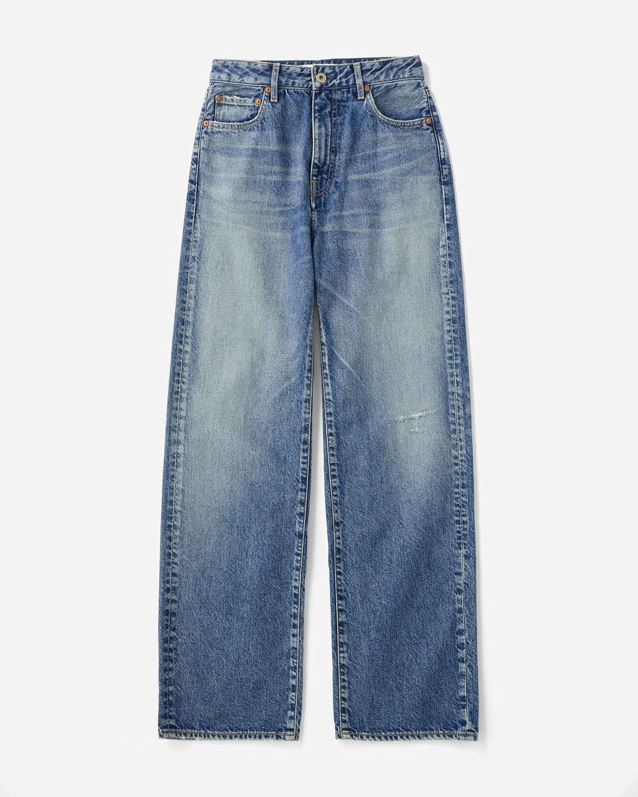 WOMEN | Damage Straight Jeans 11oz Medium Indigo,MEDIUM INDIGO, large image number 4