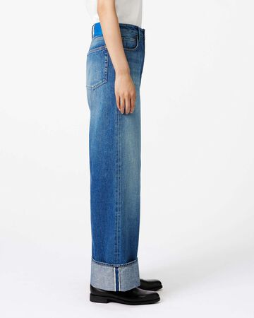 WOMEN | Selvedge Wide Straight Jeans 12oz Medium Indigo,MEDIUM INDIGO, large image number 1