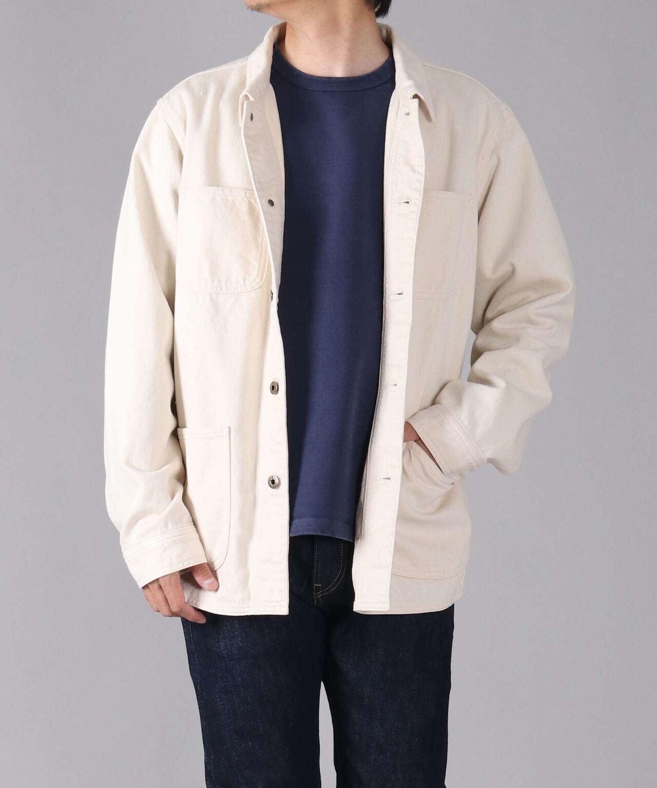 Organic Drill Coverall Jacket,NATURAL, large image number 6