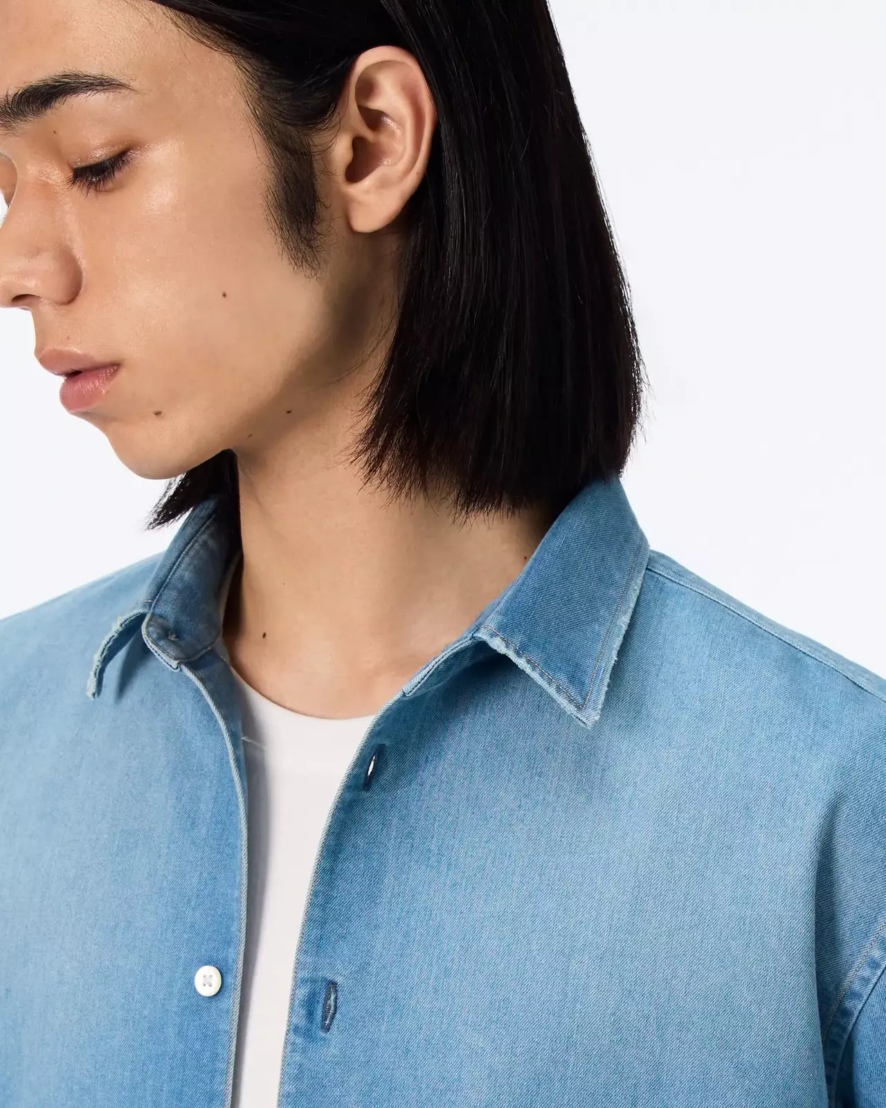 MEN | Light Denim Regular Shirt 7oz Medium Indigo,MEDIUM INDIGO, large image number 3