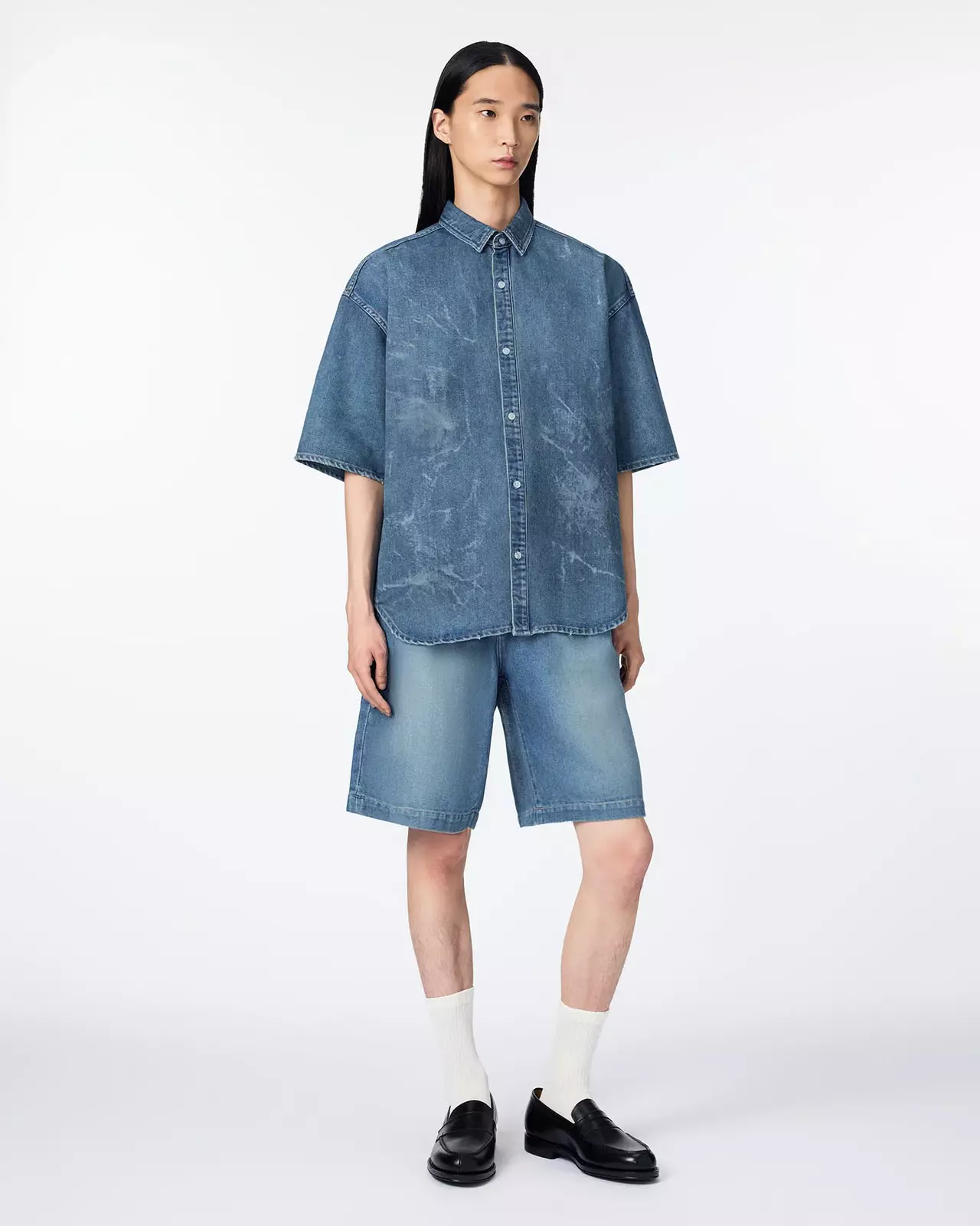 MEN | Light Oversized S/S Shirt 9oz Medium Indigo,MEDIUM INDIGO, large image number 3