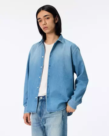 MEN | Light Denim Regular Shirt 7oz Medium Indigo,MEDIUM INDIGO, large image number 1