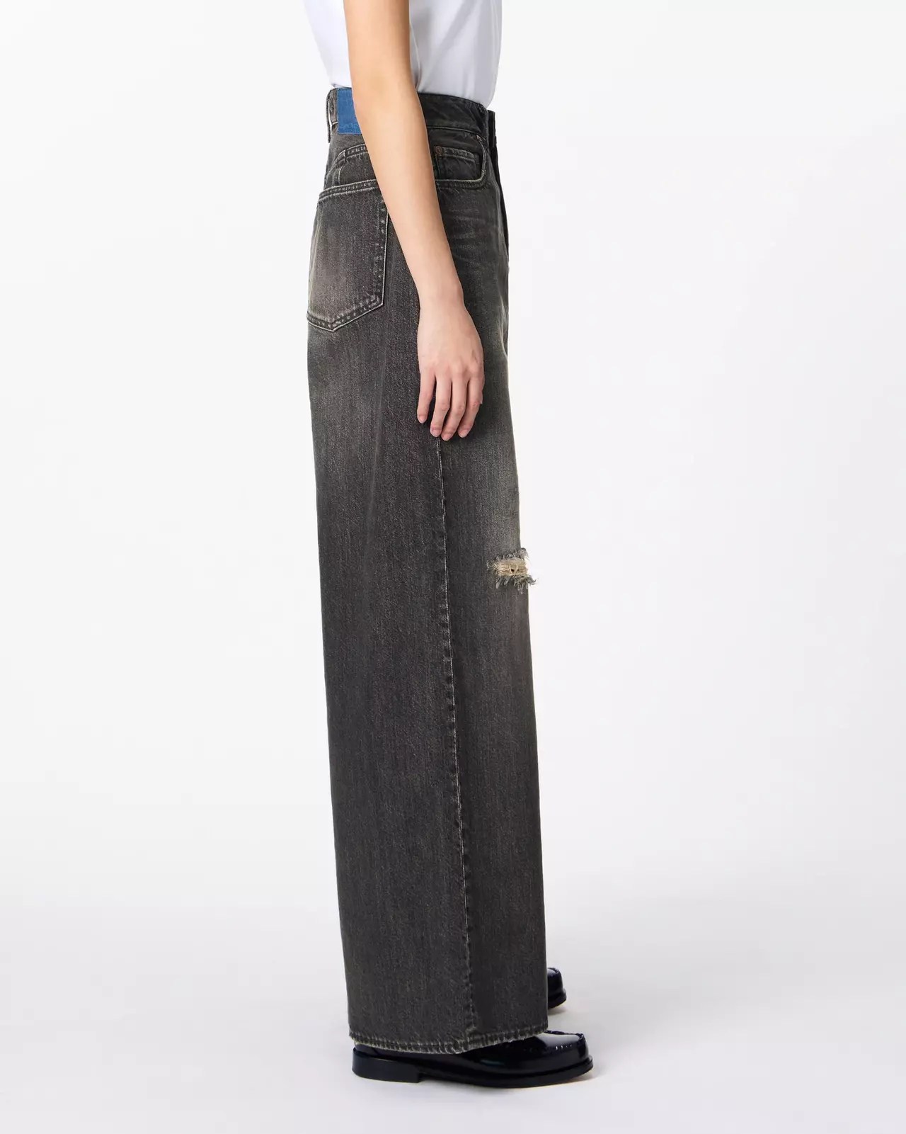WOMEN | Damage Loose Jeans 11oz Washed Black,BLACK, large image number 1