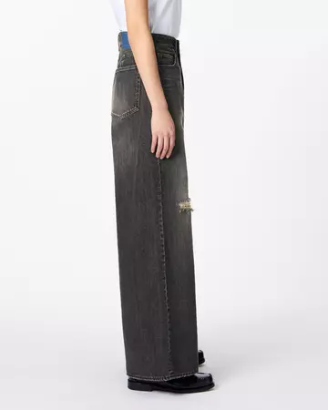 WOMEN | Damage Loose Jeans 11oz Washed Black,BLACK, large image number 1