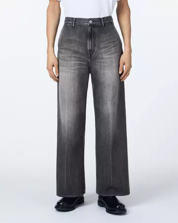 MEN | Light Wide Press Trousers 9oz Washed Black,WASHED BLACK, large image number 0