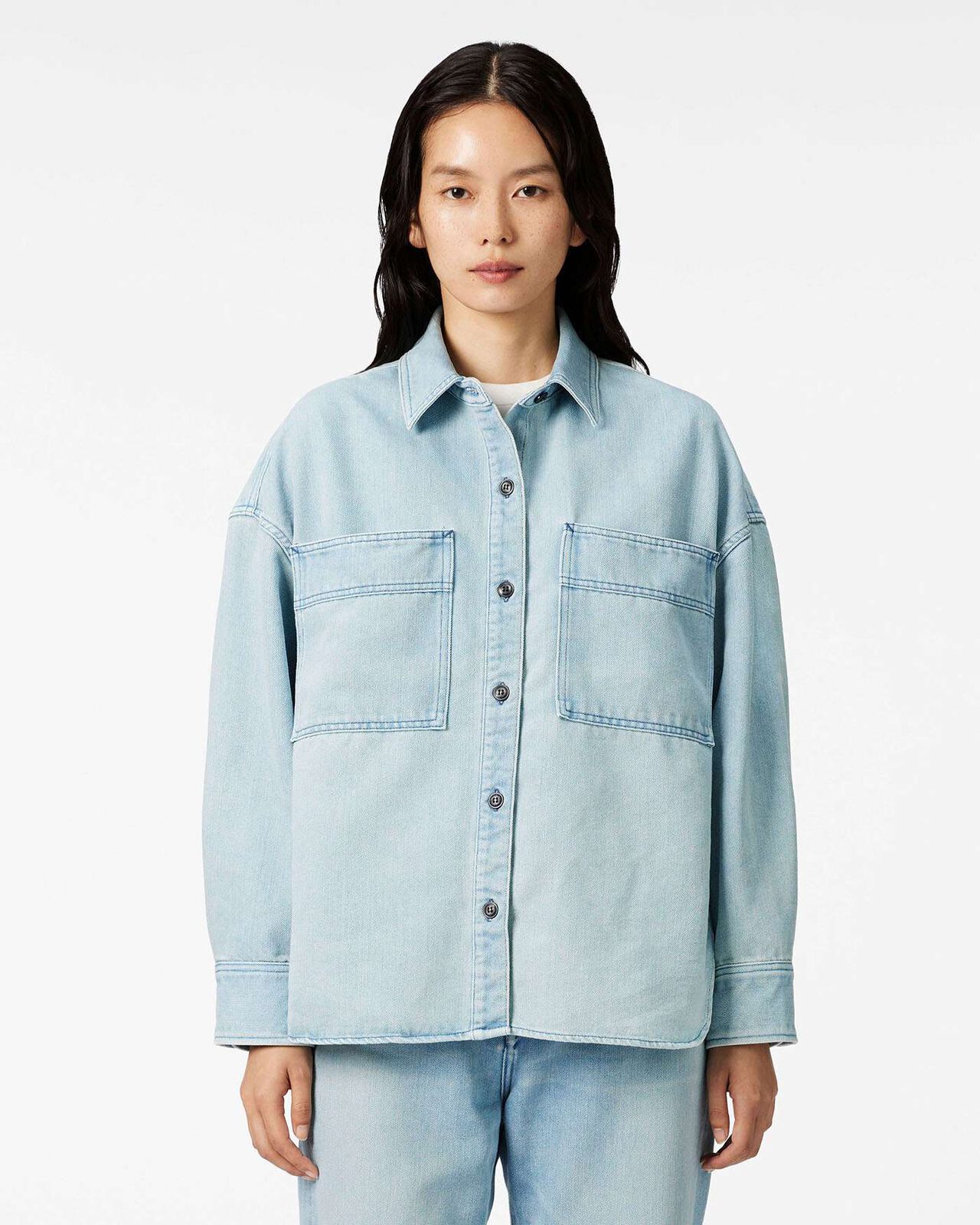 WOMEN | Light Denim Shirt 9oz,LIGHT INDIGO, large image number 0