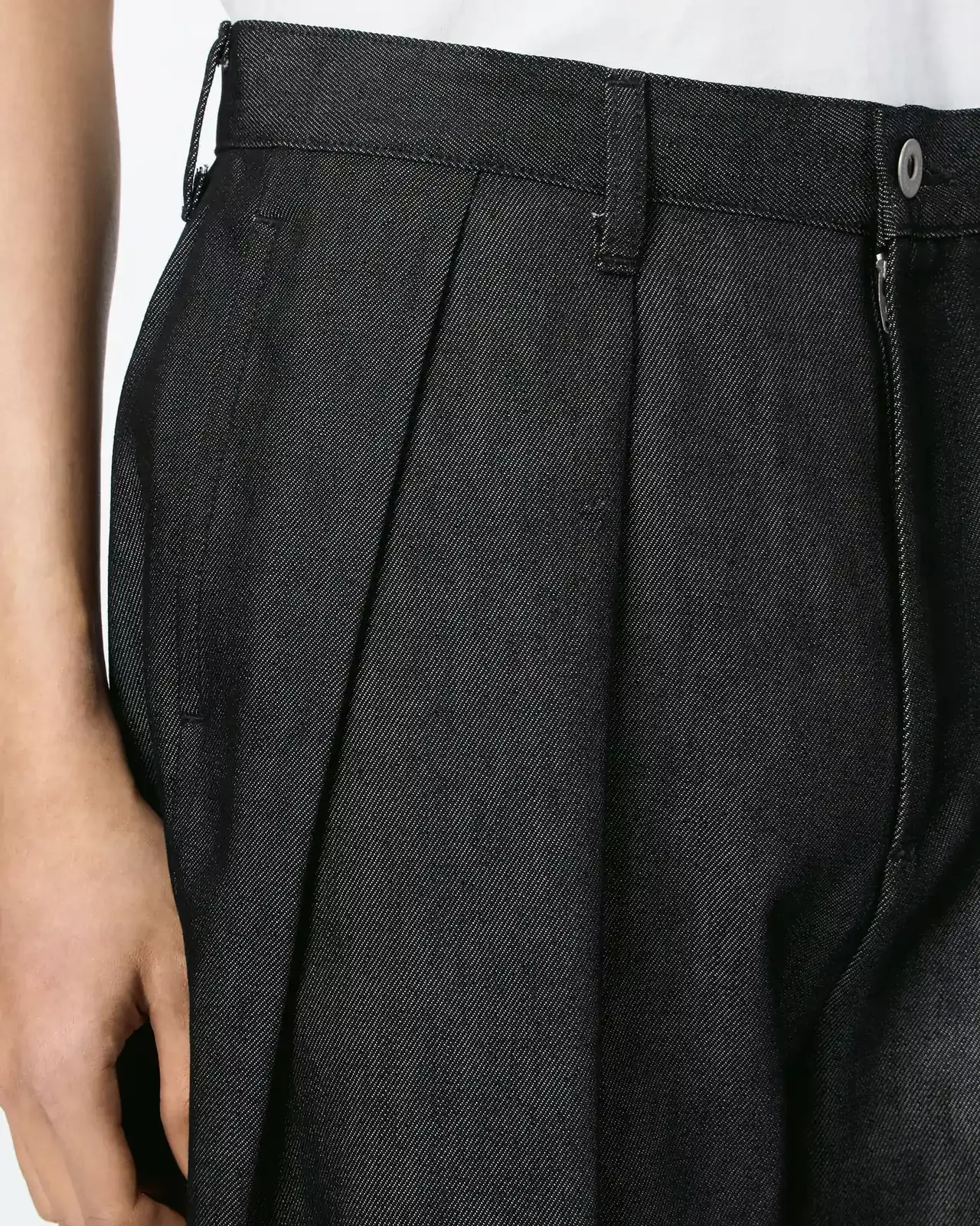 MEN | Light Two Tuck Loose Trousers 9oz Black,BLACK, large image number 3