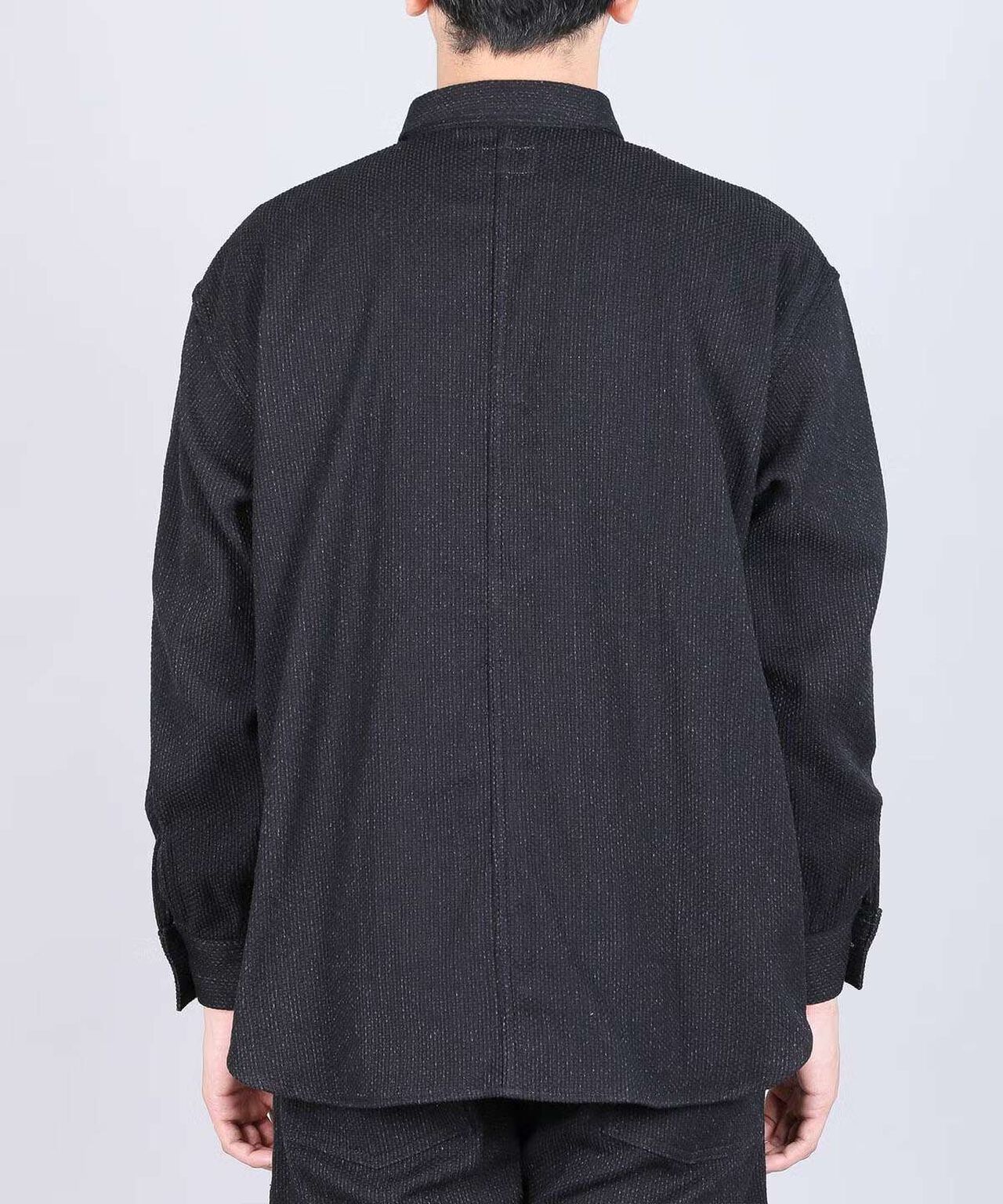 Sashiko Black Big Shirt Jacket,BLACK, large image number 2