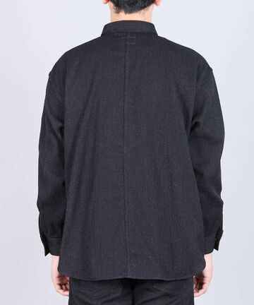 Sashiko Black Big Shirt Jacket,BLACK, large image number 2