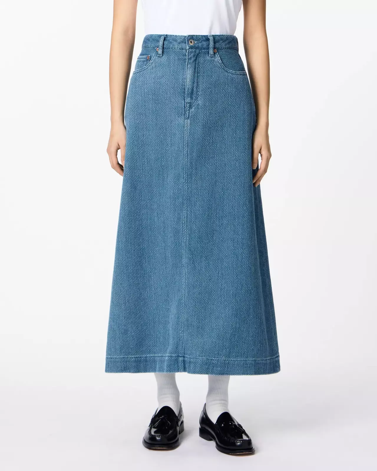 WOMEN | Sashiko Skirt,MEDIUM INDIGO, large image number 0
