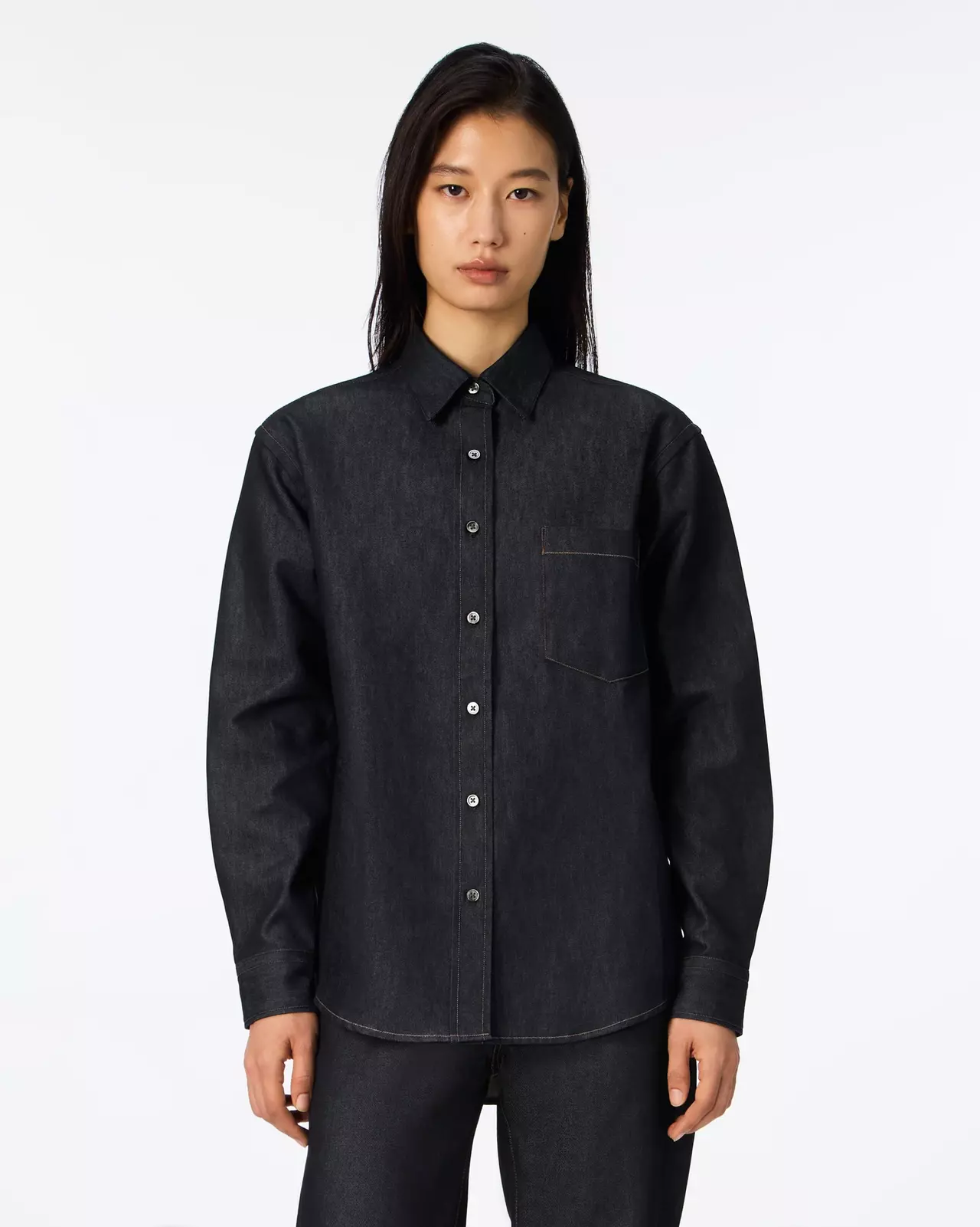 WOMEN | Light Denim Relax Shirt 7oz Rigid,RIGID, large image number 5