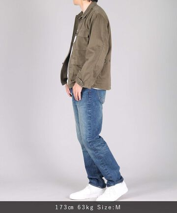 Sulphur Dyed Loose Satin Fatigue Jacket,OLIVE, large image number 4