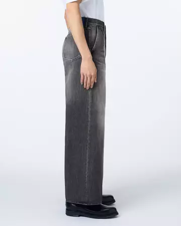 MEN | Light Wide Press Trousers 9oz Washed Black,WASHED BLACK, large image number 1