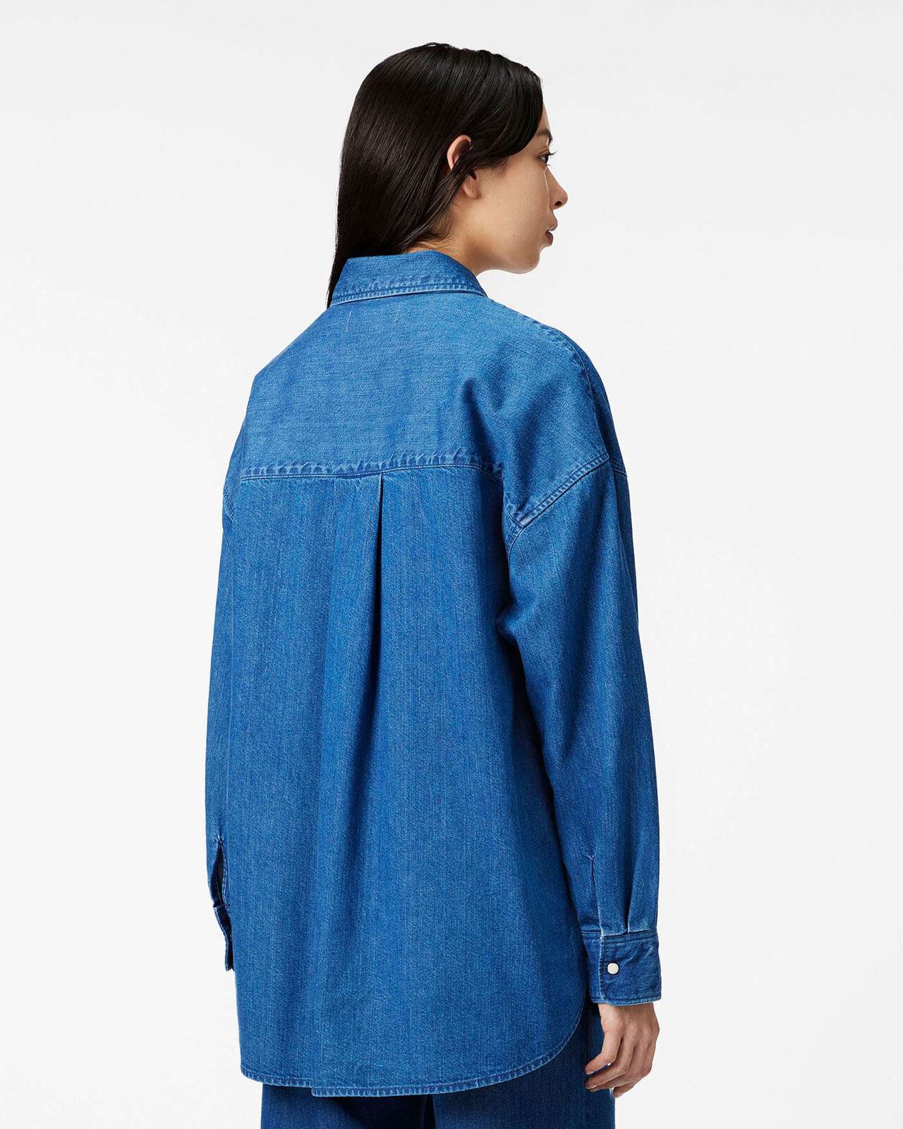 WOMEN | Light Denim Shirt 7oz,MEDIUM INDIGO, large image number 2